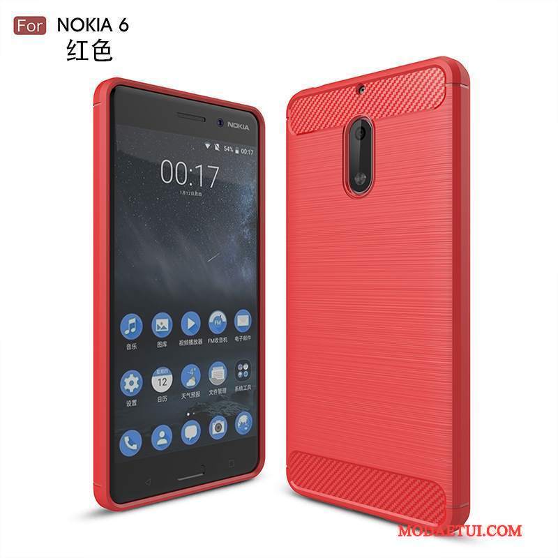 Futerał Nokia 6 Miękki Anti-fall Czerwony, Etui Nokia 6 Silikonowe Na Telefon
