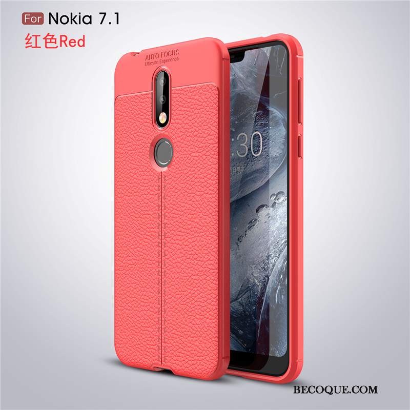 Futerał Nokia 7.1 Silikonowe Tendencja Czerwony, Etui Nokia 7.1 Moda Anti-fall Nowy