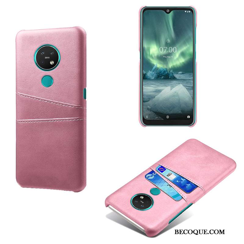 Futerał Nokia 7.2 Skóra Różowe Anti-fall, Etui Nokia 7.2 Ochraniacz Na Telefon Karta