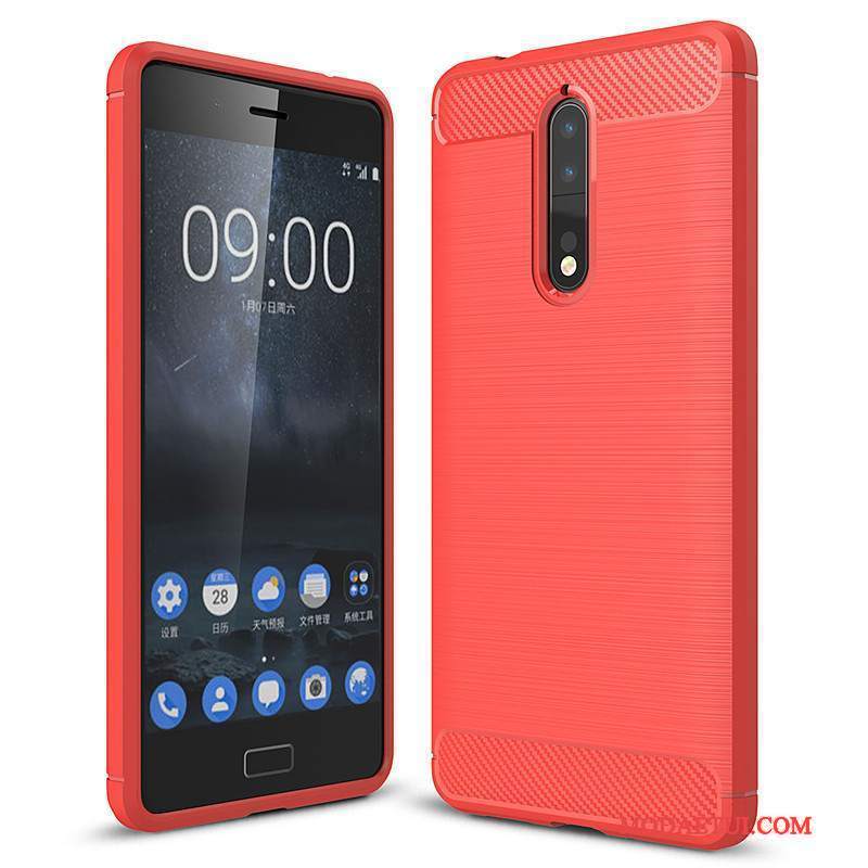 Futerał Nokia 8 Ochraniacz Na Telefon Włókno, Etui Nokia 8 Miękki Czerwony