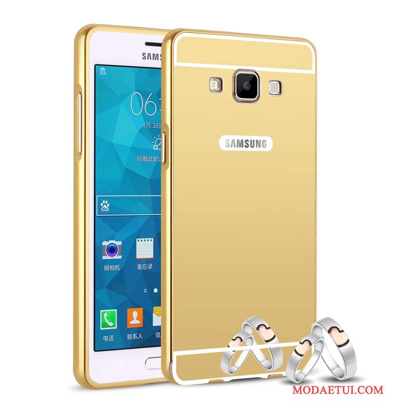 Futerał Samsung Galaxy A5 2015 Metal Trudno Wysoki, Etui Samsung Galaxy A5 2015 Ochraniacz Złoto Granica