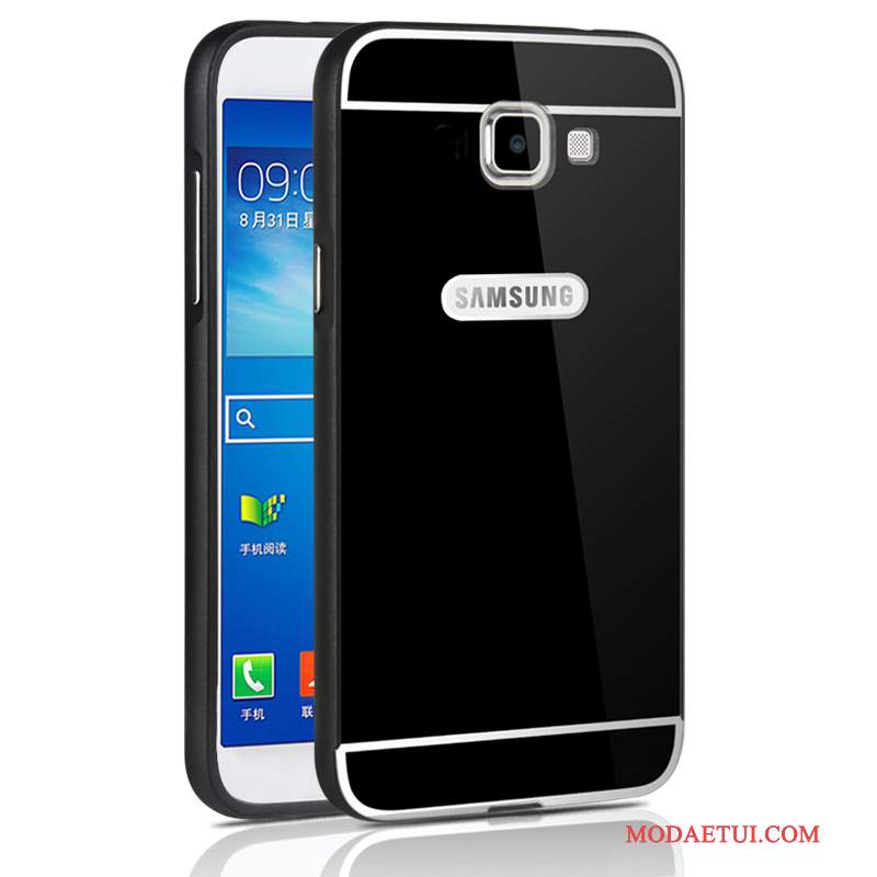Futerał Samsung Galaxy A5 2016 Metal Czarny Granica, Etui Samsung Galaxy A5 2016 Ochraniacz Anti-fall Lustro
