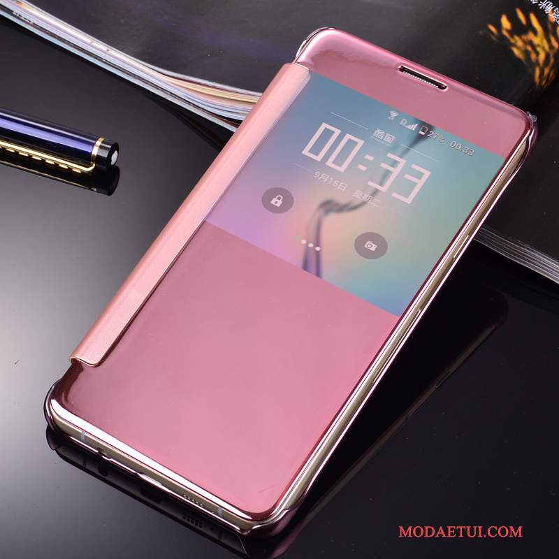 Futerał Samsung Galaxy A7 2015 Skóra Na Telefon Różowe, Etui Samsung Galaxy A7 2015 Ochraniacz Lustro