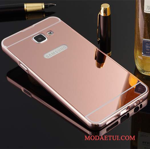 Futerał Samsung Galaxy A7 2016 Metal Cienka Granica, Etui Samsung Galaxy A7 2016 Ochraniacz Różowe Anti-fall