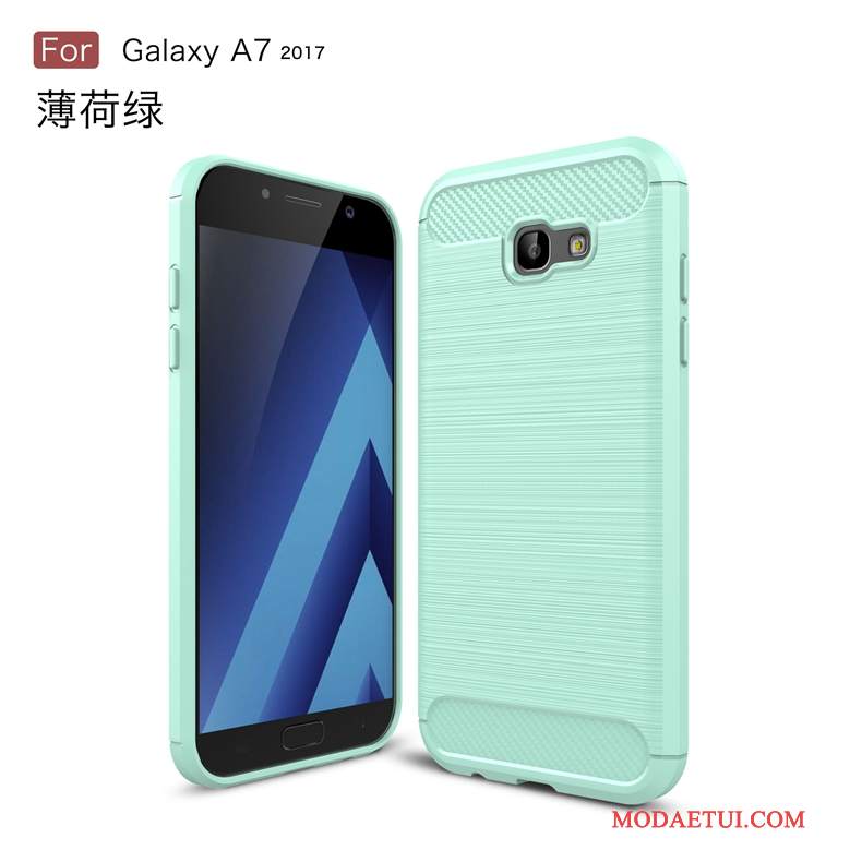 Futerał Samsung Galaxy A7 2017 Kreskówka Włókno Zielony, Etui Samsung Galaxy A7 2017 Ochraniacz Anti-fallna Telefon
