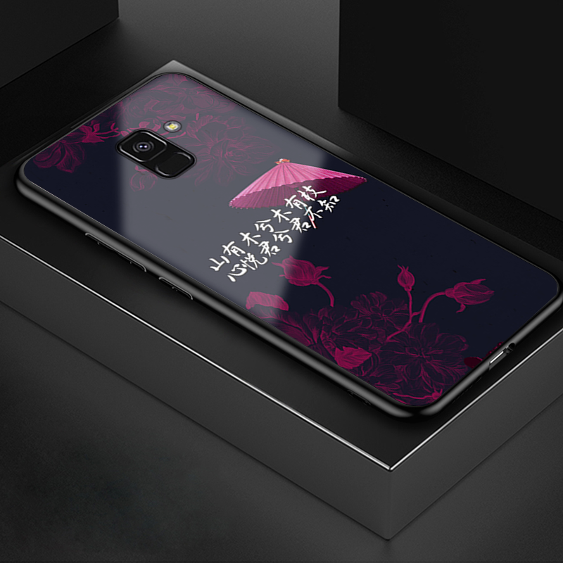Futerał Samsung Galaxy A8 2018 Torby Na Telefon Różowe, Etui Samsung Galaxy A8 2018 Ochraniacz Tendencja Szkło