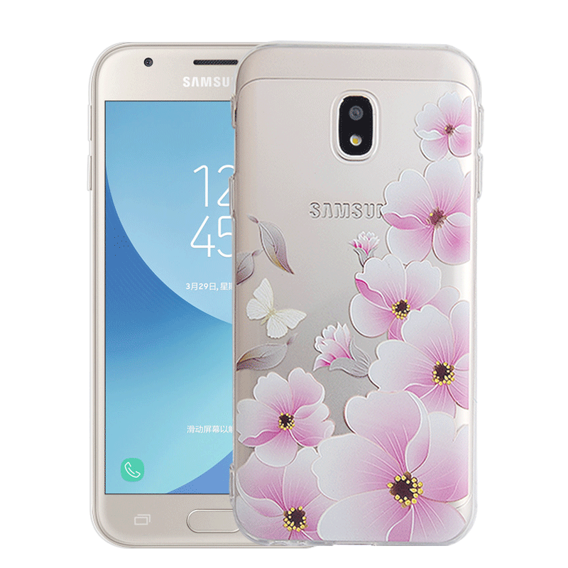 Futerał Samsung Galaxy J3 2017 Relief Na Telefon Anti-fall, Etui Samsung Galaxy J3 2017 Ochraniacz Różowe