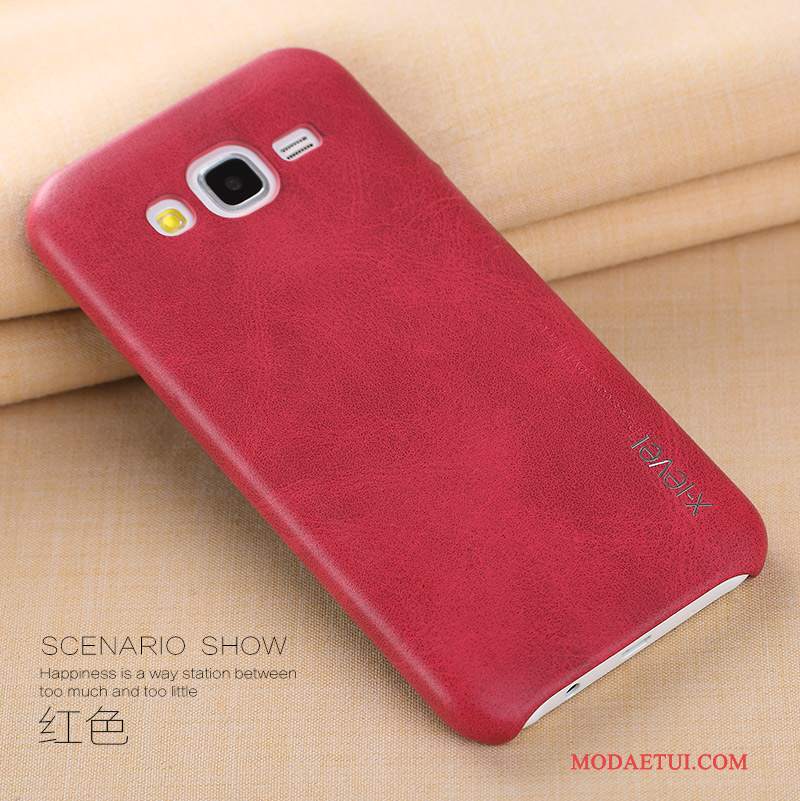 Futerał Samsung Galaxy J5 2015 Skóra Cienkiena Telefon, Etui Samsung Galaxy J5 2015 Ochraniacz Biznes Czerwony