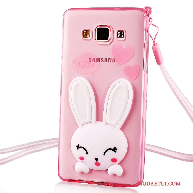 Futerał Samsung Galaxy J7 2015 Silikonowe Przezroczysty Wiszące Ozdoby, Etui Samsung Galaxy J7 2015 Miękki Na Telefon Różowe