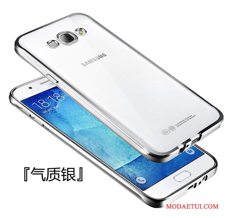 Futerał Samsung Galaxy J7 2016 Silikonowe Przezroczysty Anti-fall, Etui Samsung Galaxy J7 2016 Miękki Srebrona Telefon
