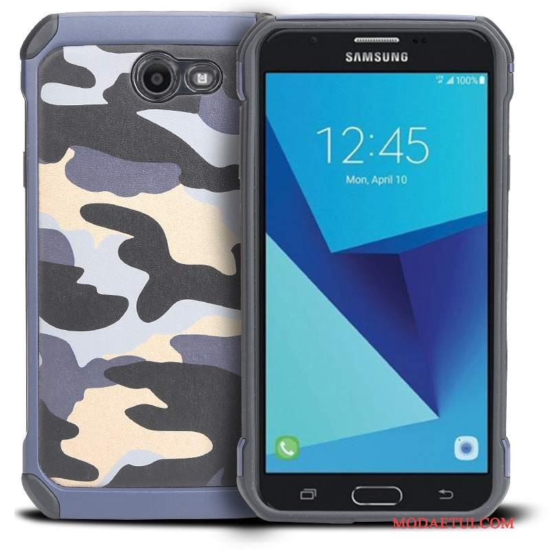 Futerał Samsung Galaxy J7 2017 Silikonowe Kamuflaż Niebieski, Etui Samsung Galaxy J7 2017 Miękki Na Telefon Tendencja
