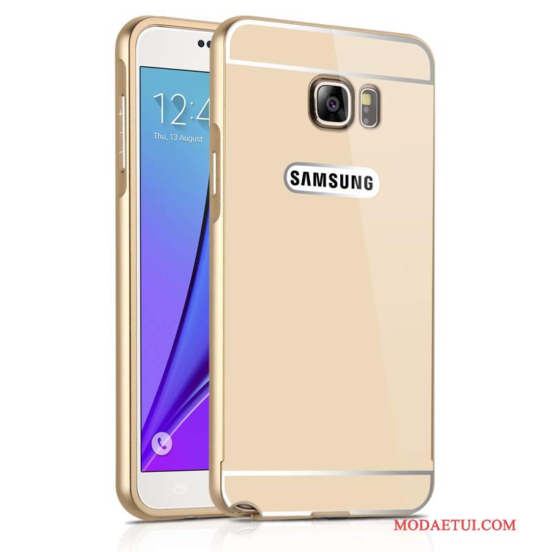 Futerał Samsung Galaxy Note 5 Metal Granica Lustro, Etui Samsung Galaxy Note 5 Ochraniacz Złoto Anti-fall