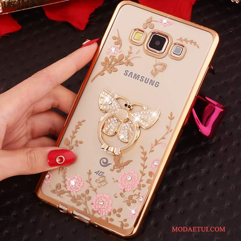 Futerał Samsung Galaxy S3 Silikonowe Cienkie Ring, Etui Samsung Galaxy S3 Rhinestone Złotona Telefon