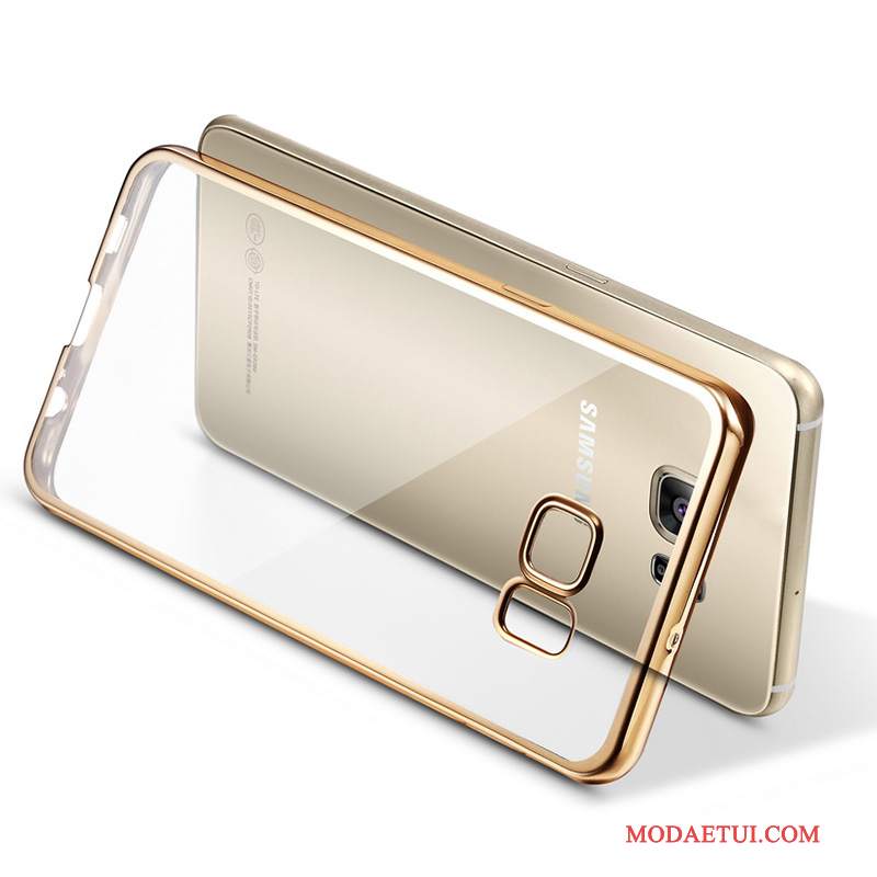 Futerał Samsung Galaxy S6 Edge + Miękki Cienkie Złoto, Etui Samsung Galaxy S6 Edge + Silikonowe Na Telefon Przezroczysty