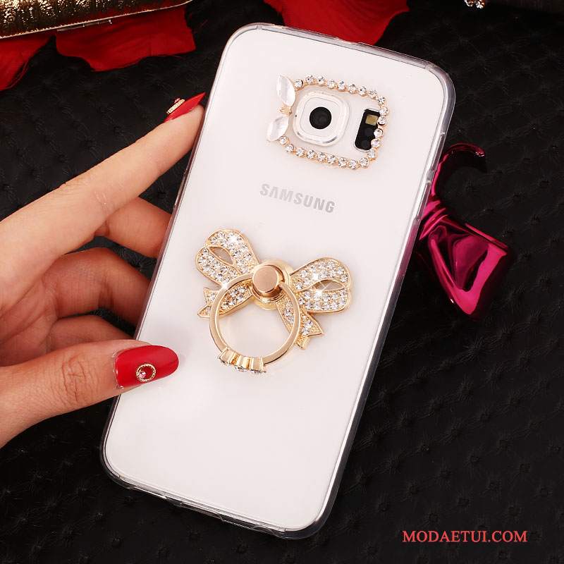 Futerał Samsung Galaxy S6 Edge + Rhinestone Złoto Ring, Etui Samsung Galaxy S6 Edge + Ochraniacz