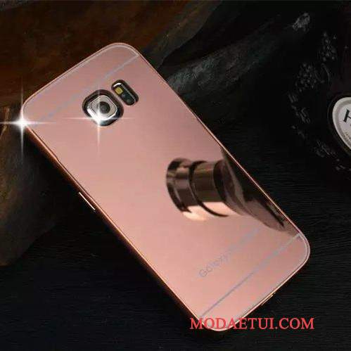Futerał Samsung Galaxy S6 Edge Torby Lustro Tylna Pokrywa, Etui Samsung Galaxy S6 Edge Metal Różowe Granica