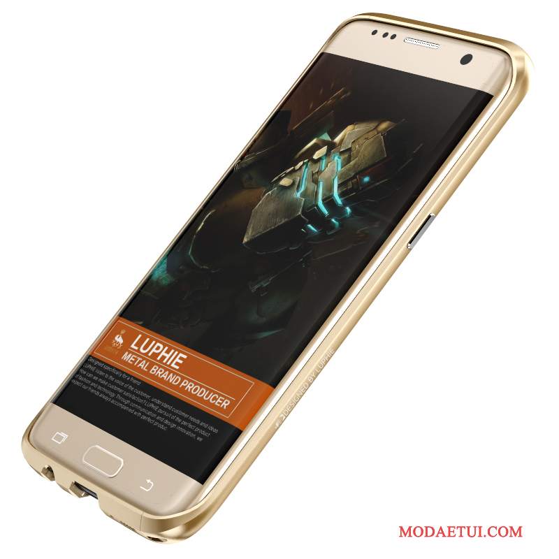 Futerał Samsung Galaxy S7 Edge Metal Tendencjana Telefon, Etui Samsung Galaxy S7 Edge Ochraniacz Złoto Granica