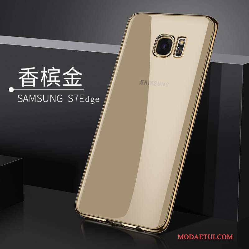 Futerał Samsung Galaxy S7 Edge Miękki Przezroczysty Złoto, Etui Samsung Galaxy S7 Edge Silikonowe Na Telefon Tendencja