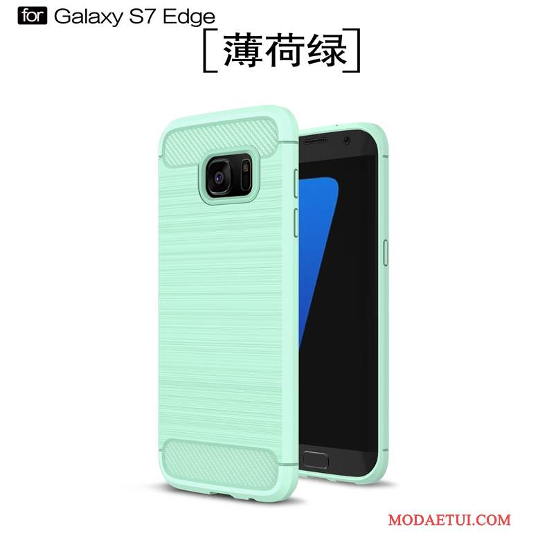 Futerał Samsung Galaxy S7 Edge Miękki Zielony Anti-fall, Etui Samsung Galaxy S7 Edge Ochraniacz Włókno Wzór
