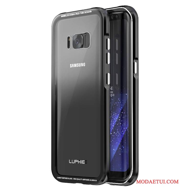 Futerał Samsung Galaxy S8+ Kreatywne Szkło Hartowane Czarny, Etui Samsung Galaxy S8+ Metal Na Telefon Granica