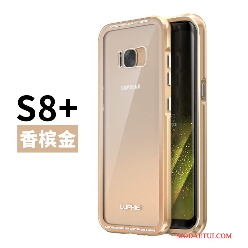 Futerał Samsung Galaxy S8+ Metal Złoto Granica, Etui Samsung Galaxy S8+ Ochraniacz Anti-fall Niebieski