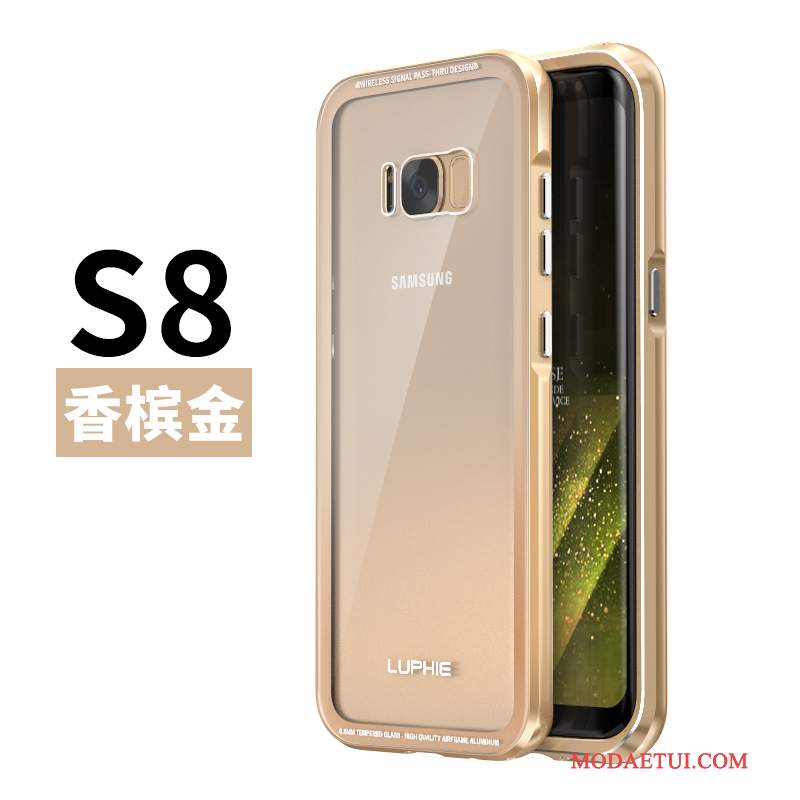 Futerał Samsung Galaxy S8 Metal Złotona Telefon, Etui Samsung Galaxy S8 Ochraniacz Anti-fall Granica