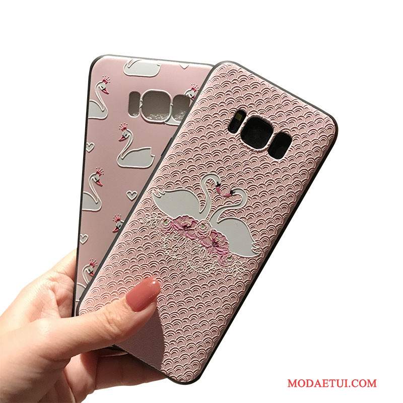 Futerał Samsung Galaxy S8+ Miękki Różowena Telefon, Etui Samsung Galaxy S8+ Wspornik Czarny Nubuku