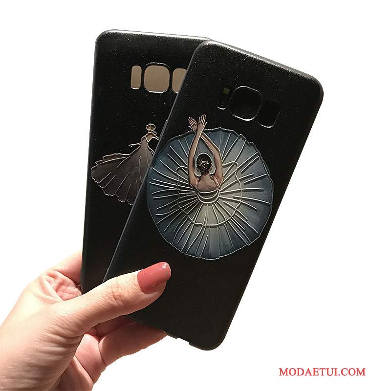 Futerał Samsung Galaxy S8 Silikonowe Nubuku Kolor, Etui Samsung Galaxy S8 Relief Na Telefon Czarny