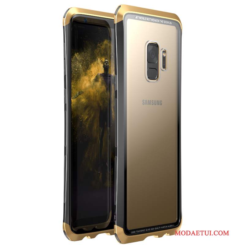 Futerał Samsung Galaxy S9 Metal Granica Złoto, Etui Samsung Galaxy S9 Torby Anti-fallna Telefon