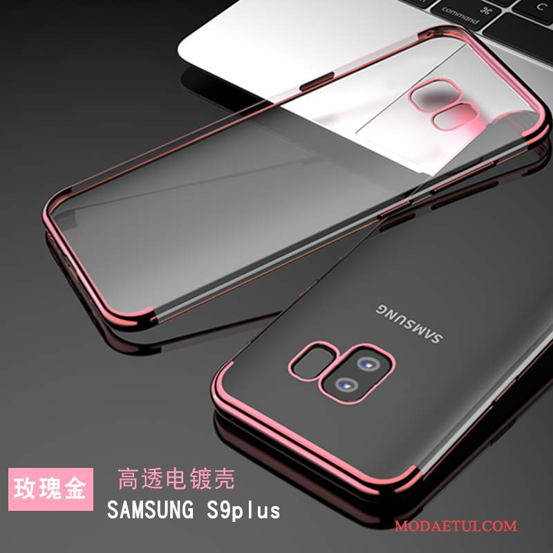 Futerał Samsung Galaxy S9+ Miękki Osobowość Cienkie, Etui Samsung Galaxy S9+ Torby Przezroczysty Różowe