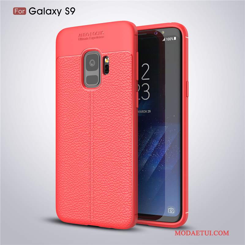 Futerał Samsung Galaxy S9 Skóra Na Telefon Czerwony, Etui Samsung Galaxy S9 Silikonowe Wzór Anti-fall