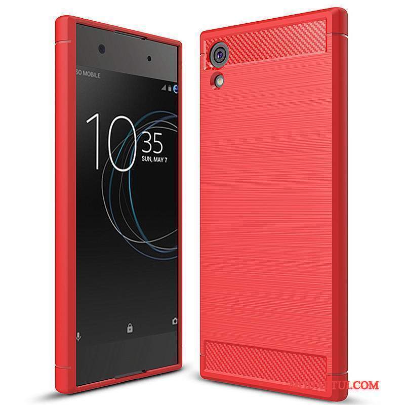 Futerał Sony Xperia Xa1 Ochraniacz Czerwony Włókno, Etui Sony Xperia Xa1 Miękki Na Telefon