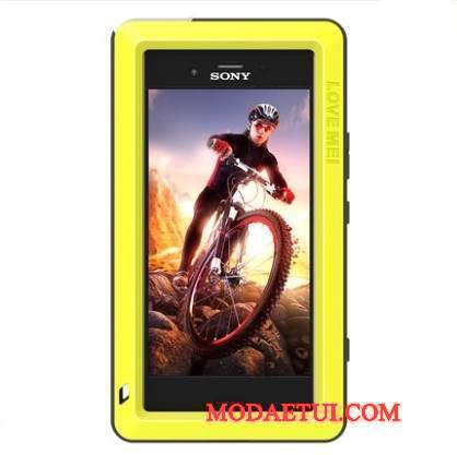 Futerał Sony Xperia Xz Premium Ochraniacz Anti-fallna Telefon, Etui Sony Xperia Xz Premium Metal Żółty Trzy Mechanizmy Obronne