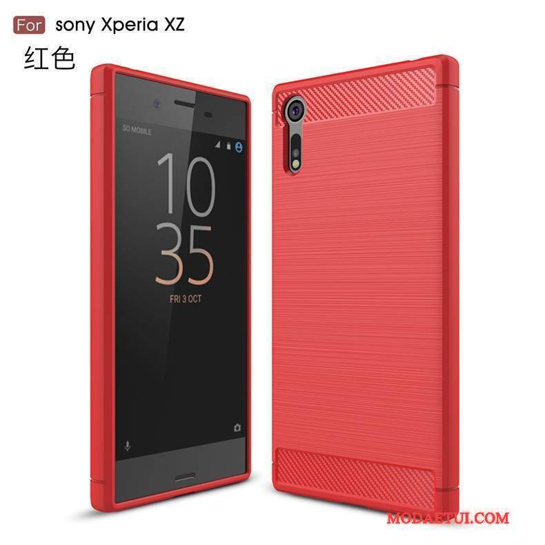 Futerał Sony Xperia Xz Włóknona Telefon, Etui Sony Xperia Xz Tendencja Czerwony