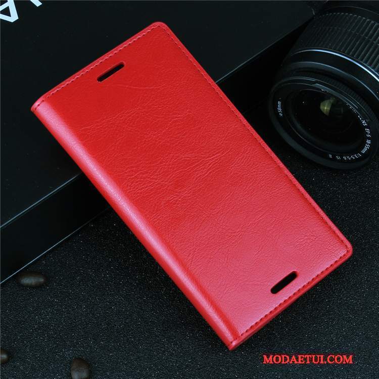 Futerał Sony Xperia Xz1 Skóra Czerwony Biznes, Etui Sony Xperia Xz1 Ochraniacz Na Telefon