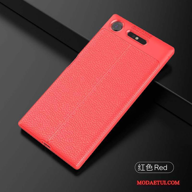 Futerał Sony Xperia Xz1 Skóra Osobowość Czerwony, Etui Sony Xperia Xz1 Miękki Na Telefon Wzór