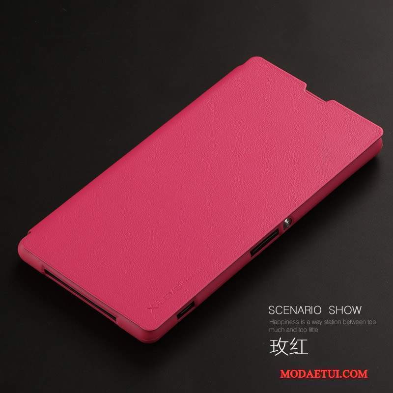 Futerał Sony Xperia Z1 Skóra Czerwonyna Telefon, Etui Sony Xperia Z1 Torby Cienkie