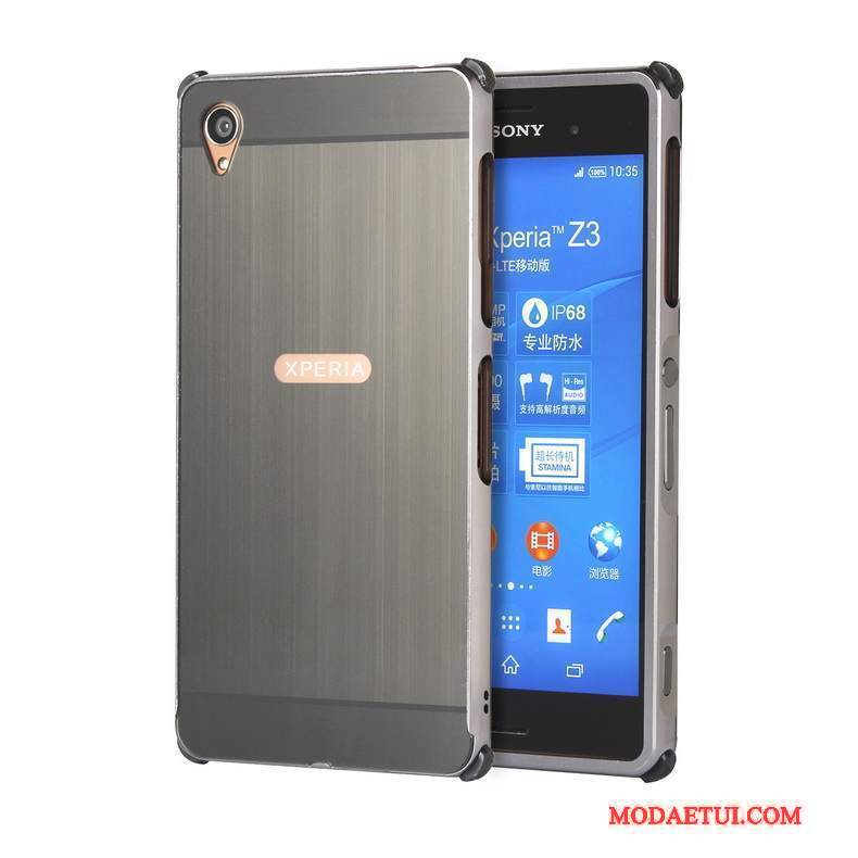 Futerał Sony Xperia Z3+ Metal Złoto Szary, Etui Sony Xperia Z3+ Ochraniacz Granicana Telefon