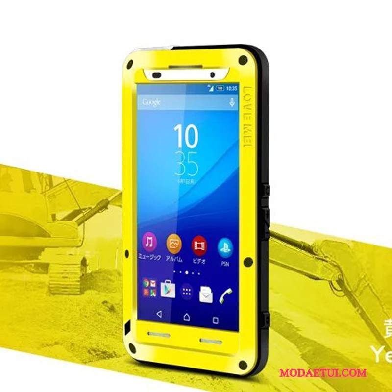 Futerał Sony Xperia Z3+ Silikonowe Na Telefon Tylna Pokrywa, Etui Sony Xperia Z3+ Ochraniacz Trzy Mechanizmy Obronne Żółty