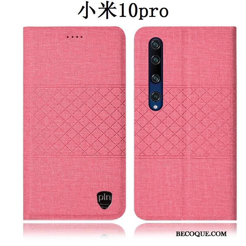Futerał Xiaomi Mi 10 Pro Pokrowce Na Telefon Różowe, Etui Xiaomi Mi 10 Pro Skóra Bawełna I Len Mały