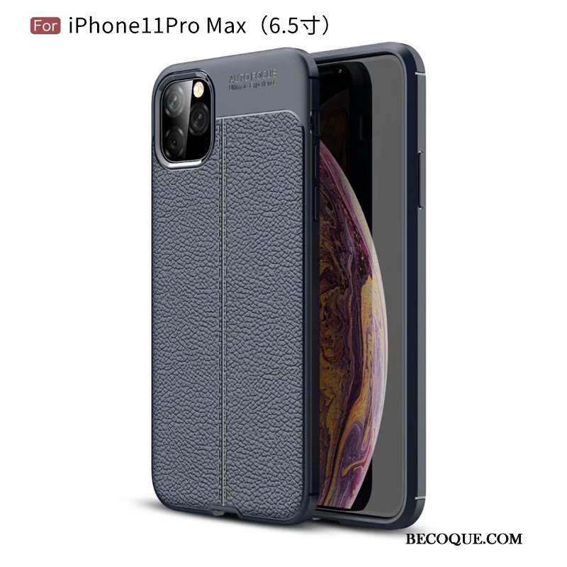 Futerał iPhone 11 Pro Max Miękki Nubuku Niebieski, Etui iPhone 11 Pro Max Skóra Na Telefon Anti-fall