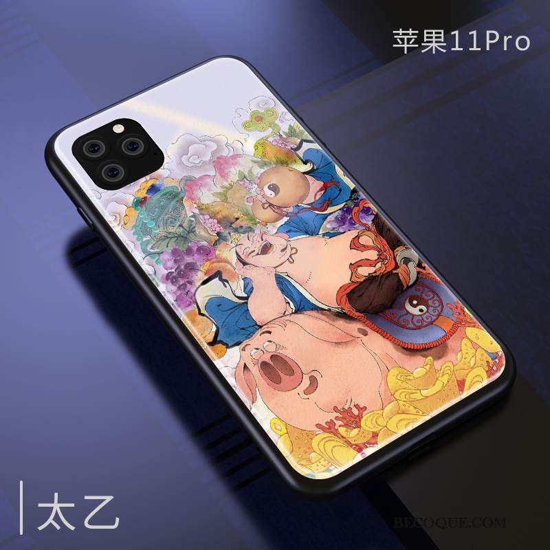 Futerał iPhone 11 Pro Silikonowe Chiński Styl Żółty, Etui iPhone 11 Pro Ochraniacz Nowyna Telefon