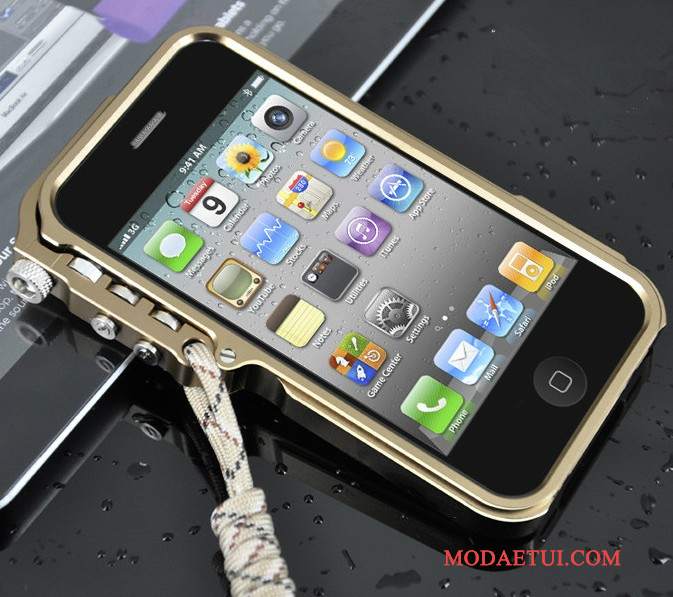 Futerał iPhone 5/5s Metal Granica Złoto, Etui iPhone 5/5s Maszyny Tendencja
