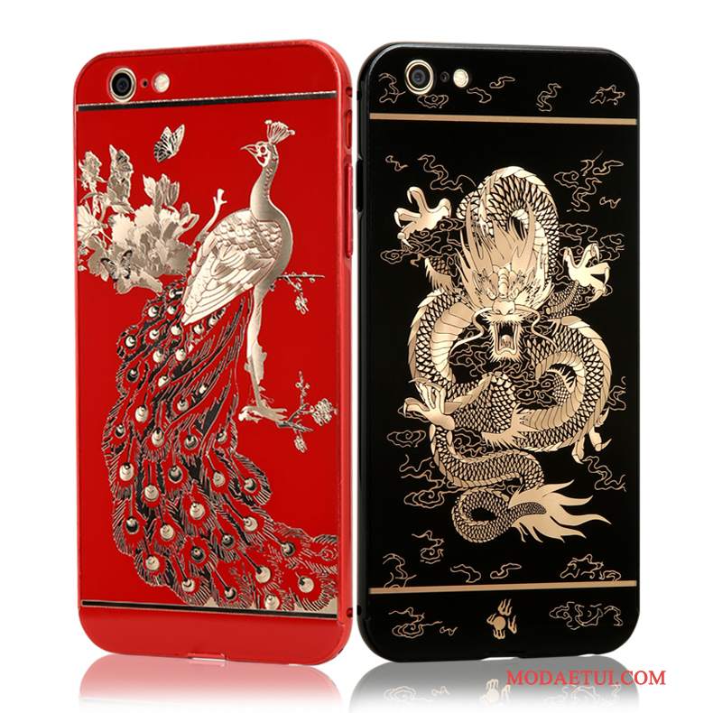 Futerał iPhone 6/6s Kreatywne Anti-fall Czerwony, Etui iPhone 6/6s Metal Czarnyna Telefon