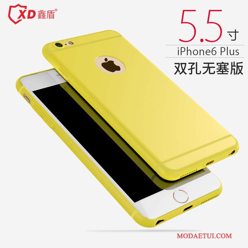 Futerał iPhone 6/6s Plus Miękki Nubukuna Telefon, Etui iPhone 6/6s Plus Silikonowe Proste Żółty