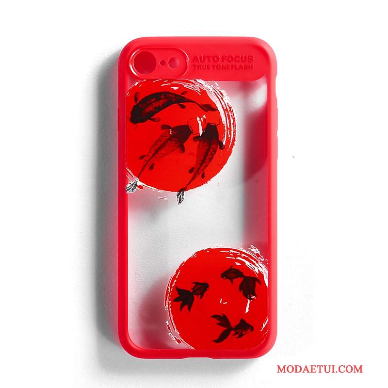 Futerał iPhone 7 Kolor Przezroczystyna Telefon, Etui iPhone 7 Ochraniacz Czerwony Anti-fall