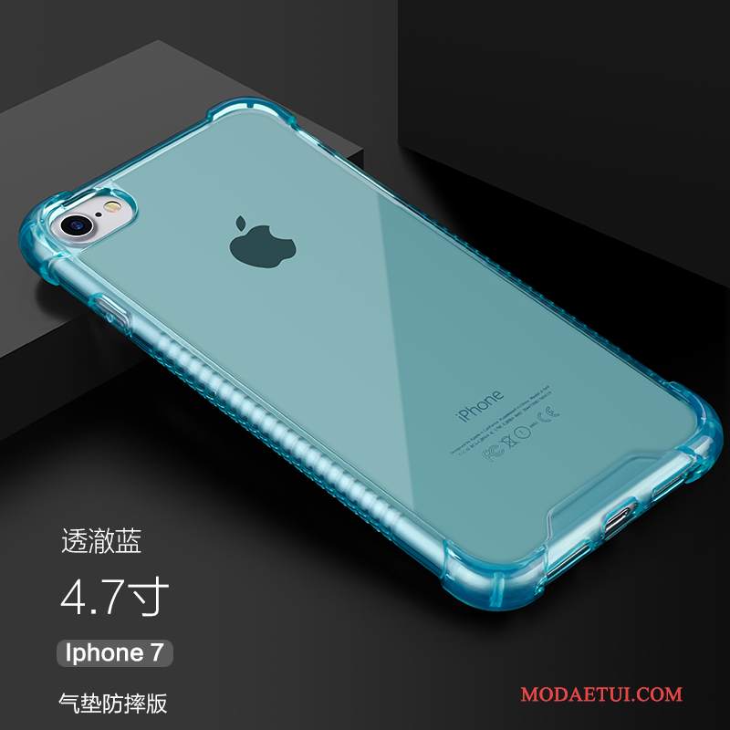 Futerał iPhone 7 Miękki Proste Przezroczysty, Etui iPhone 7 Silikonowe Anti-fall Niebieski