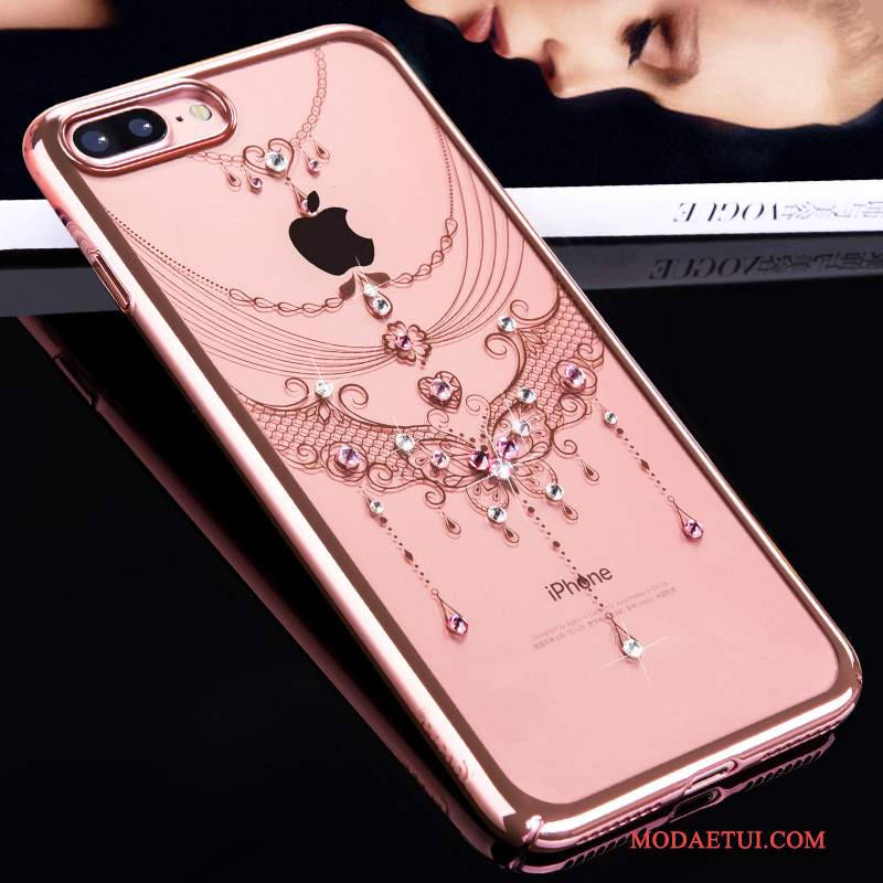 Futerał iPhone 7 Plus Rhinestone Różowe Trudno, Etui iPhone 7 Plus Luksusowy Złoto Osobowość