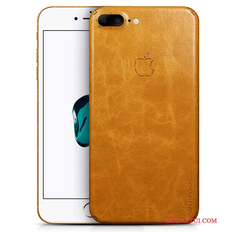 Futerał iPhone 7 Plus Skóra Cienkie Żółty, Etui iPhone 7 Plus Luksusowy Na Telefon