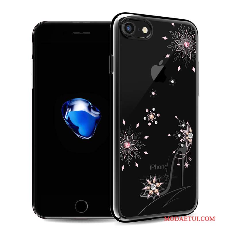 Futerał iPhone 7 Rhinestone Nowy Złoto, Etui iPhone 7 Luksusowy Trudno Czarny